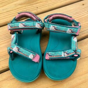 Teva Unicorn Turquoise and Bubble Gum Pink Hurricane Sandals